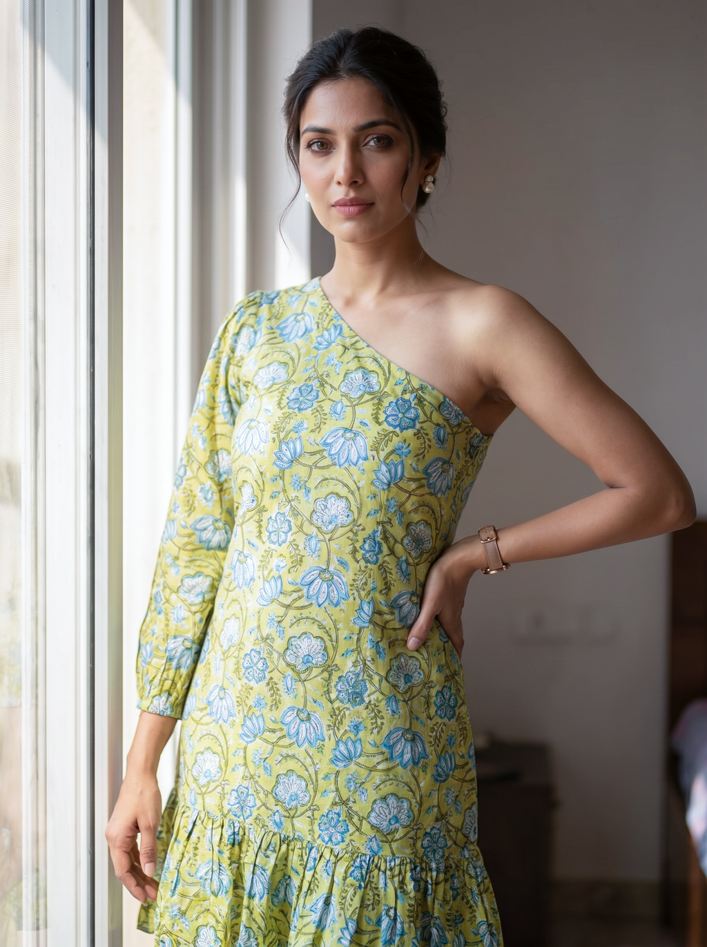Green One Shoulder Dress