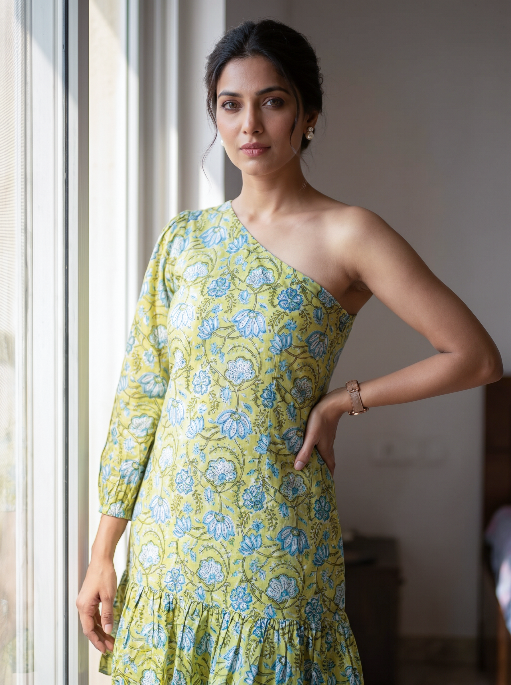 Green One Shoulder Dress