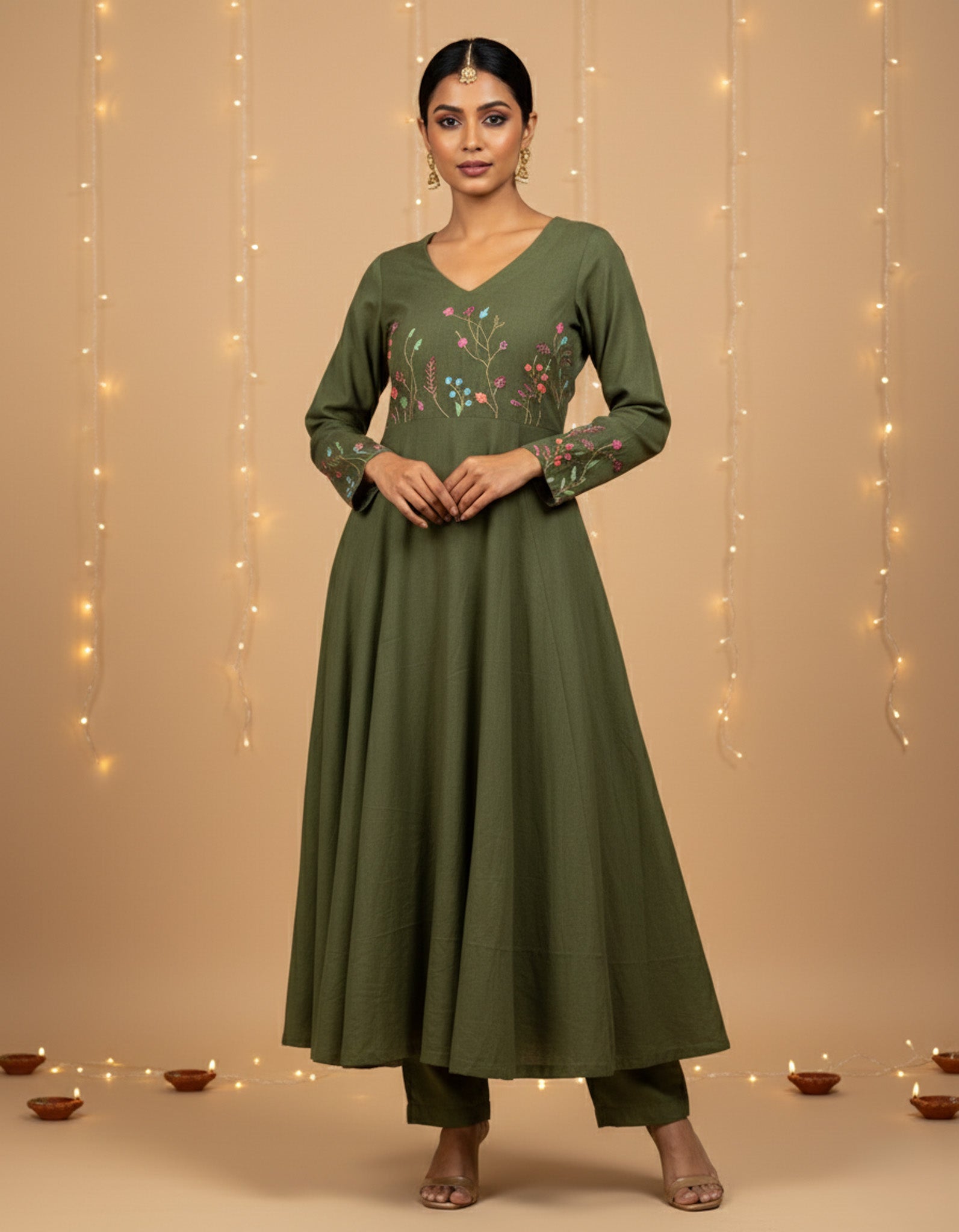 Green hand Kurti set