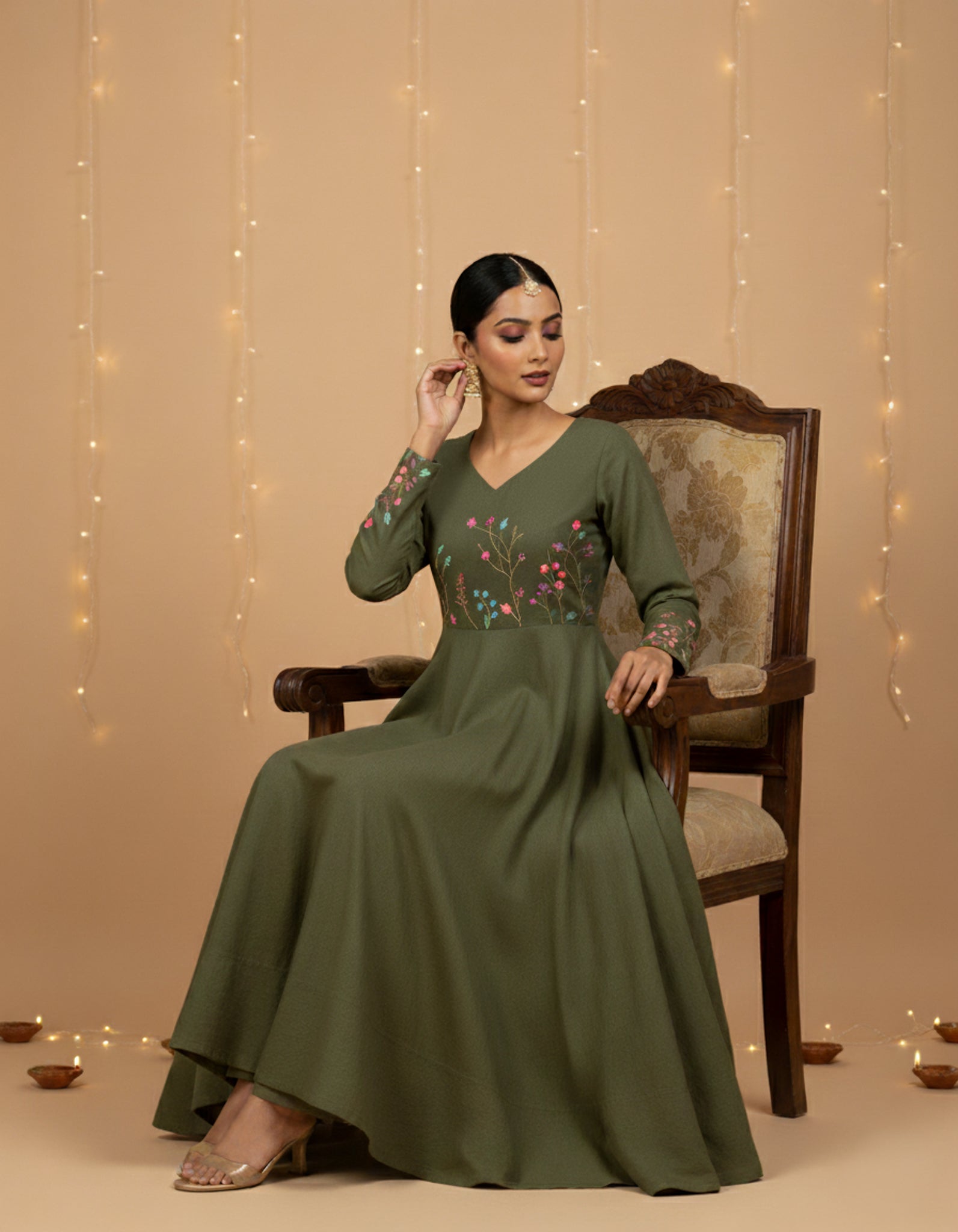 Green hand Kurti set