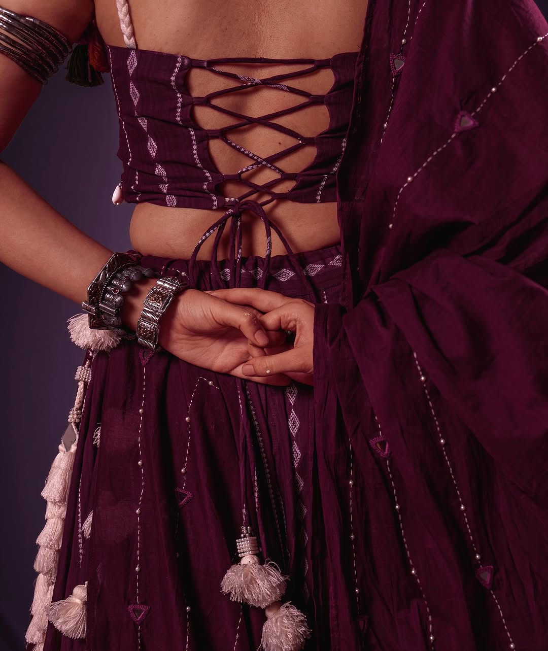 Magenta Mirror Work Choli