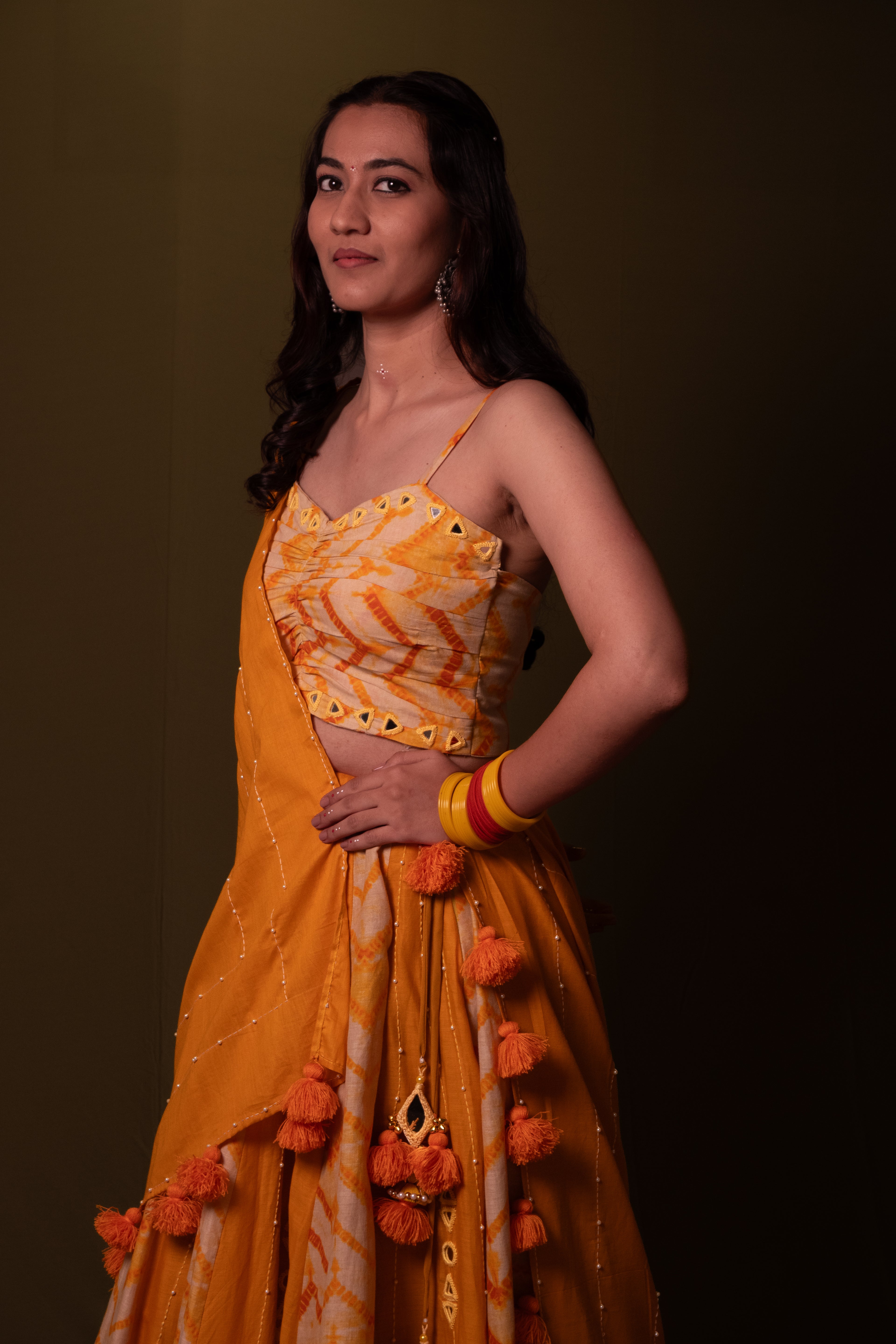 Shibori Yellow Choli