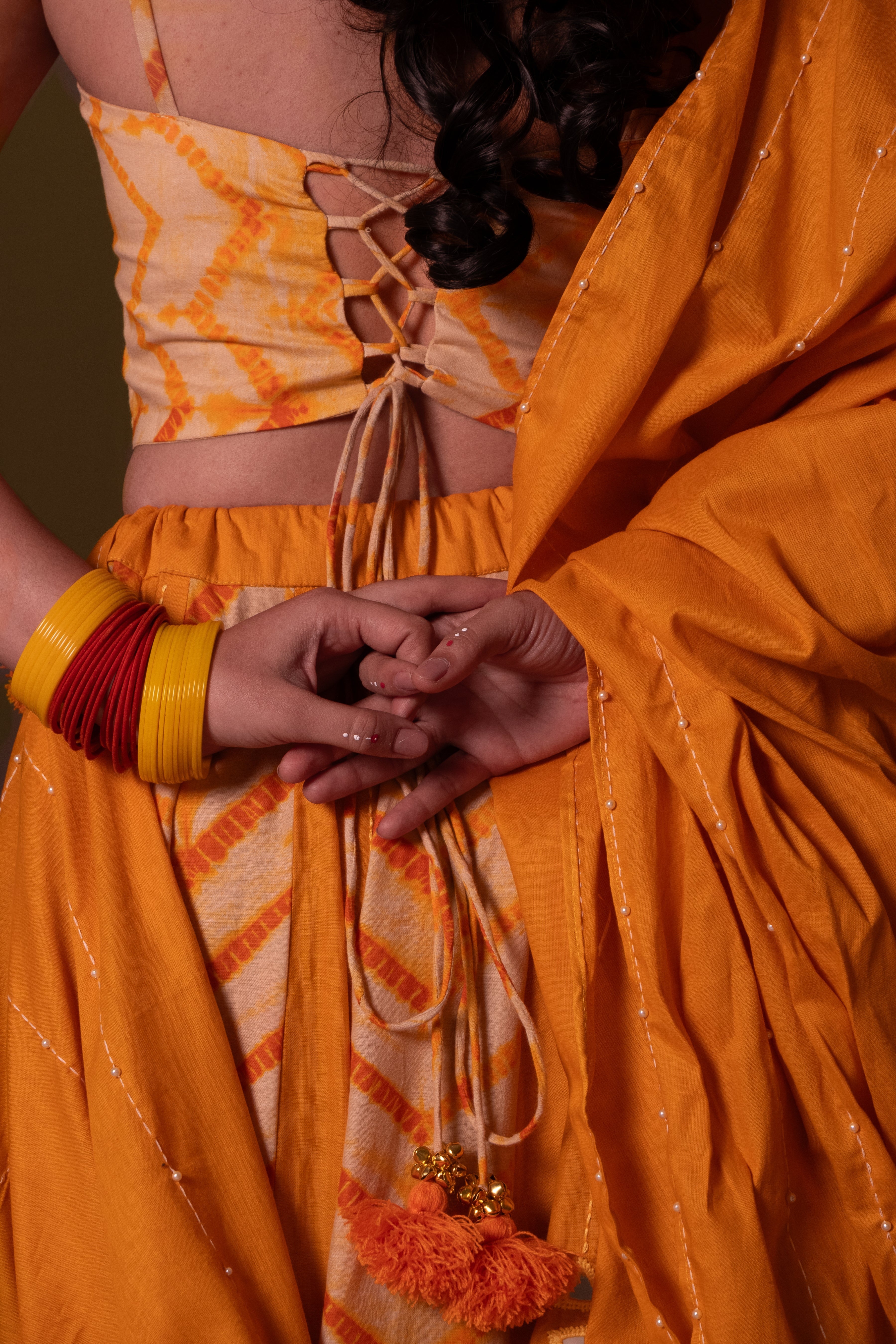 Shibori Yellow Choli