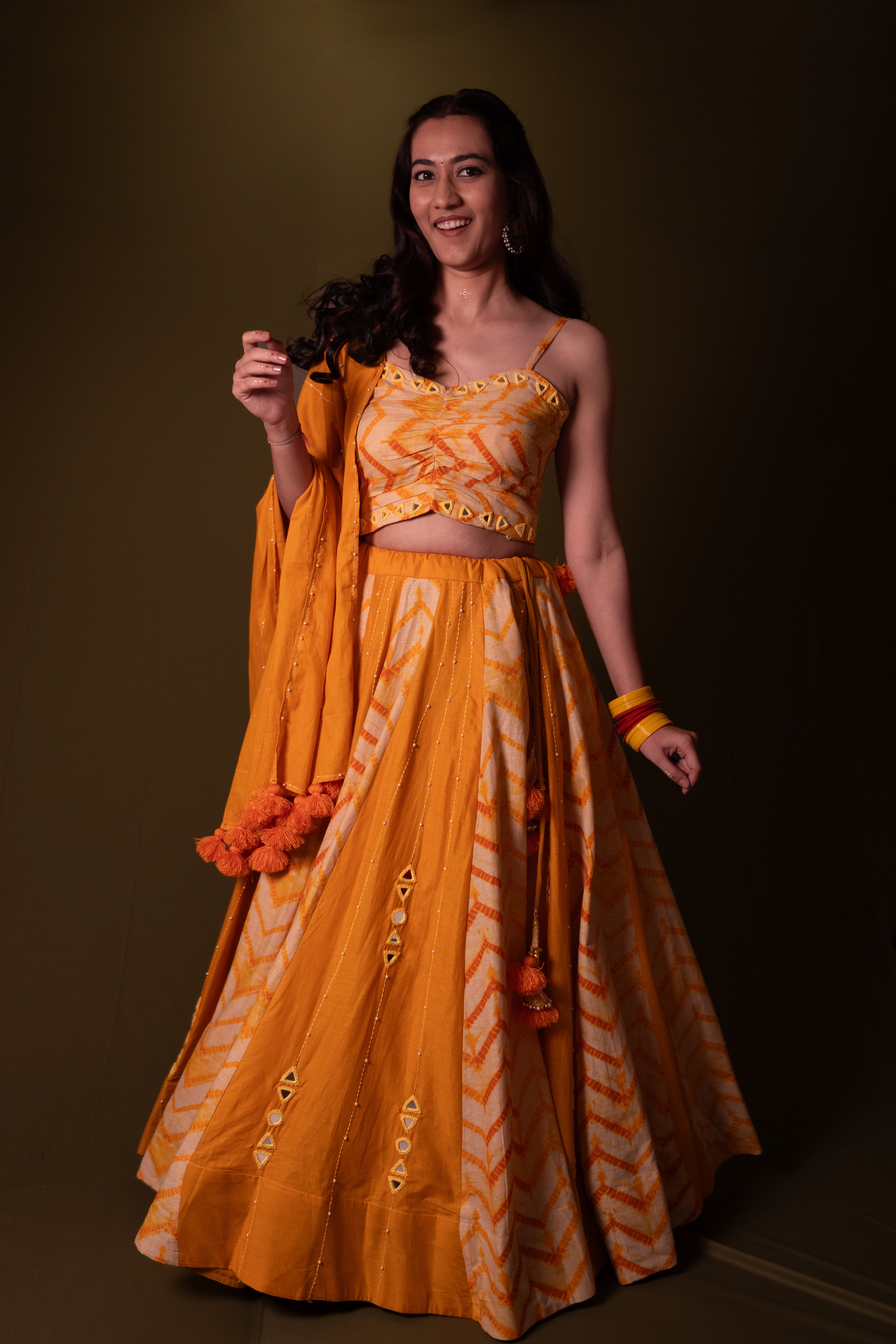 Shibori Yellow Choli