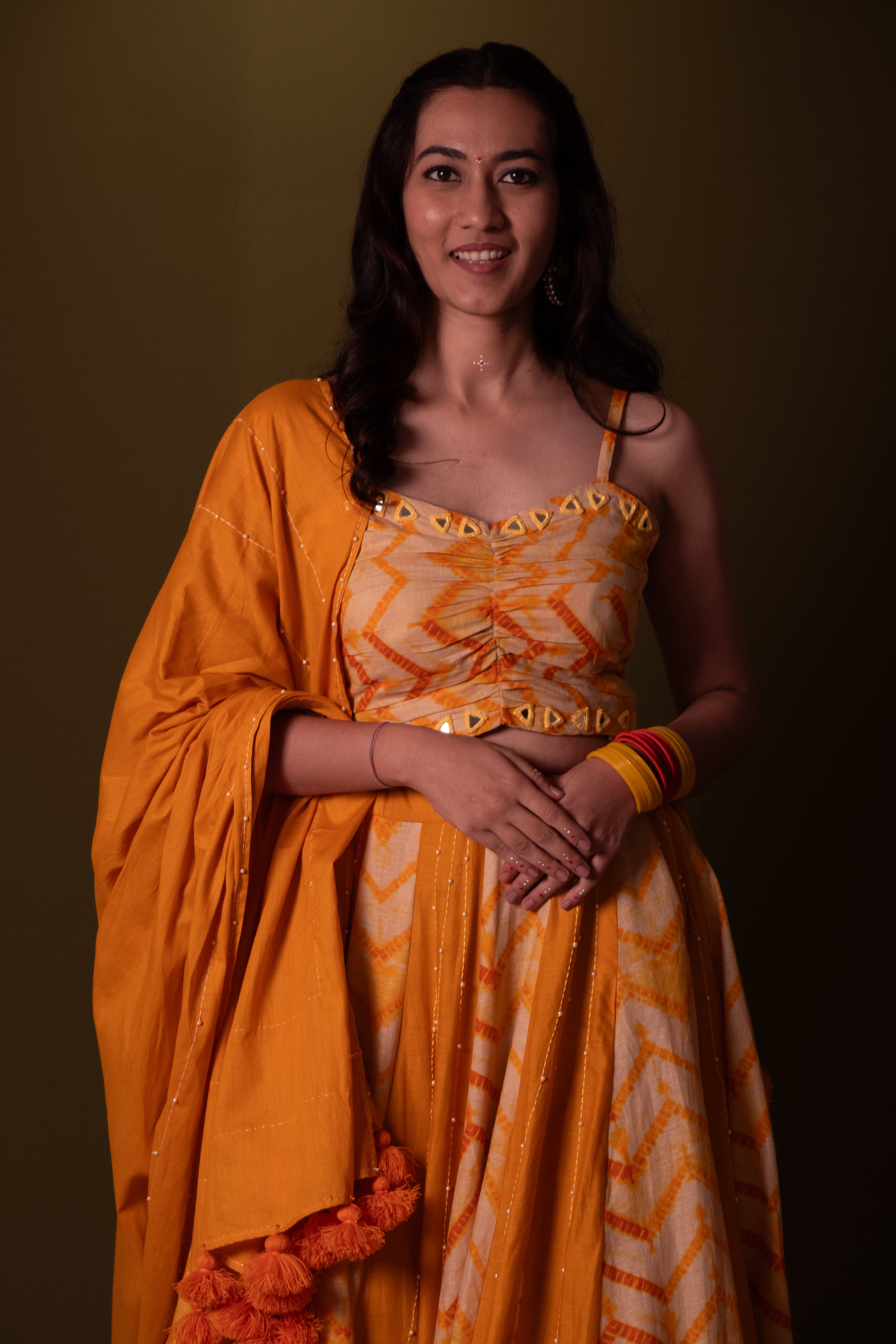 Shibori Yellow Choli