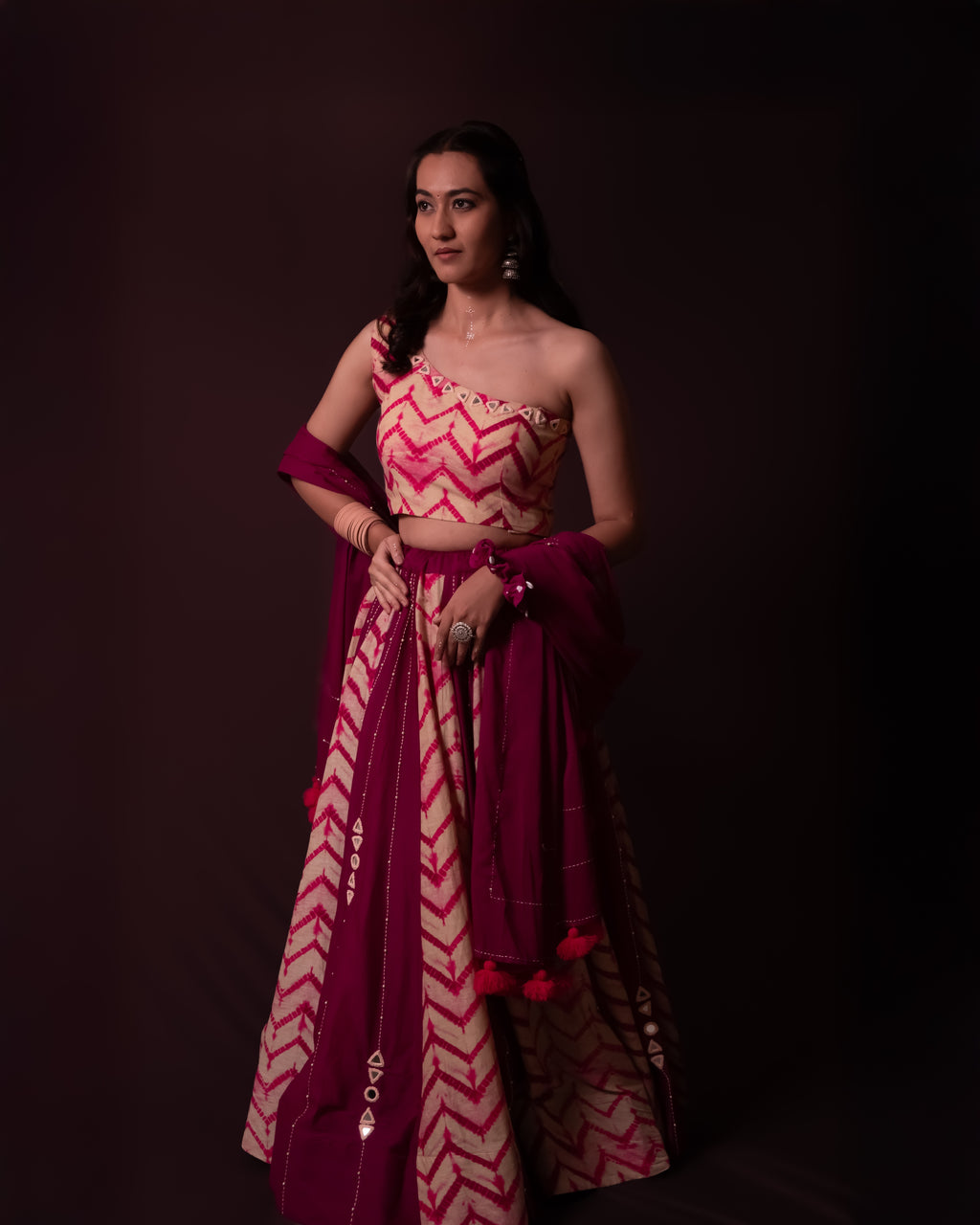 Shibori Magenta choli