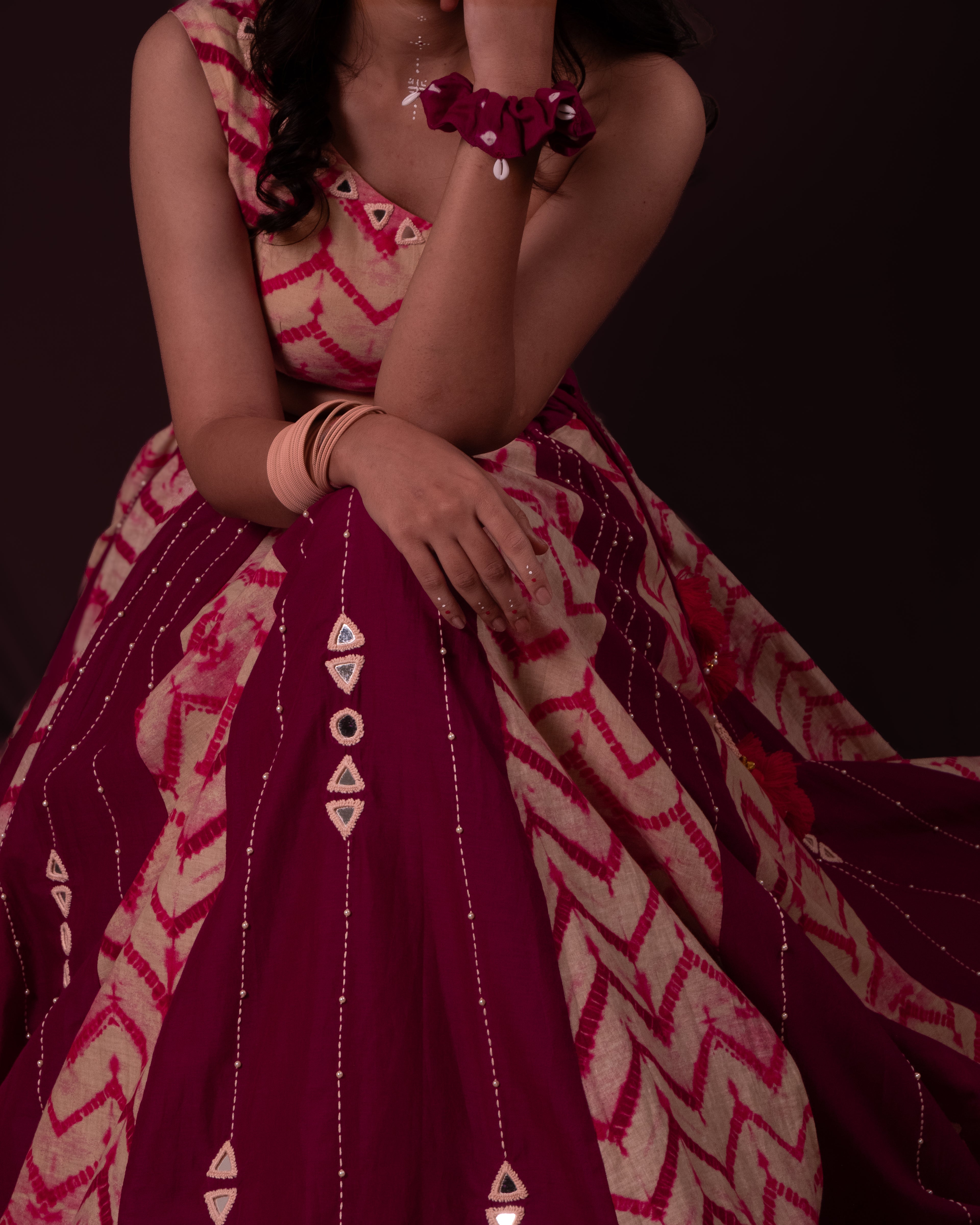 Shibori Magenta choli