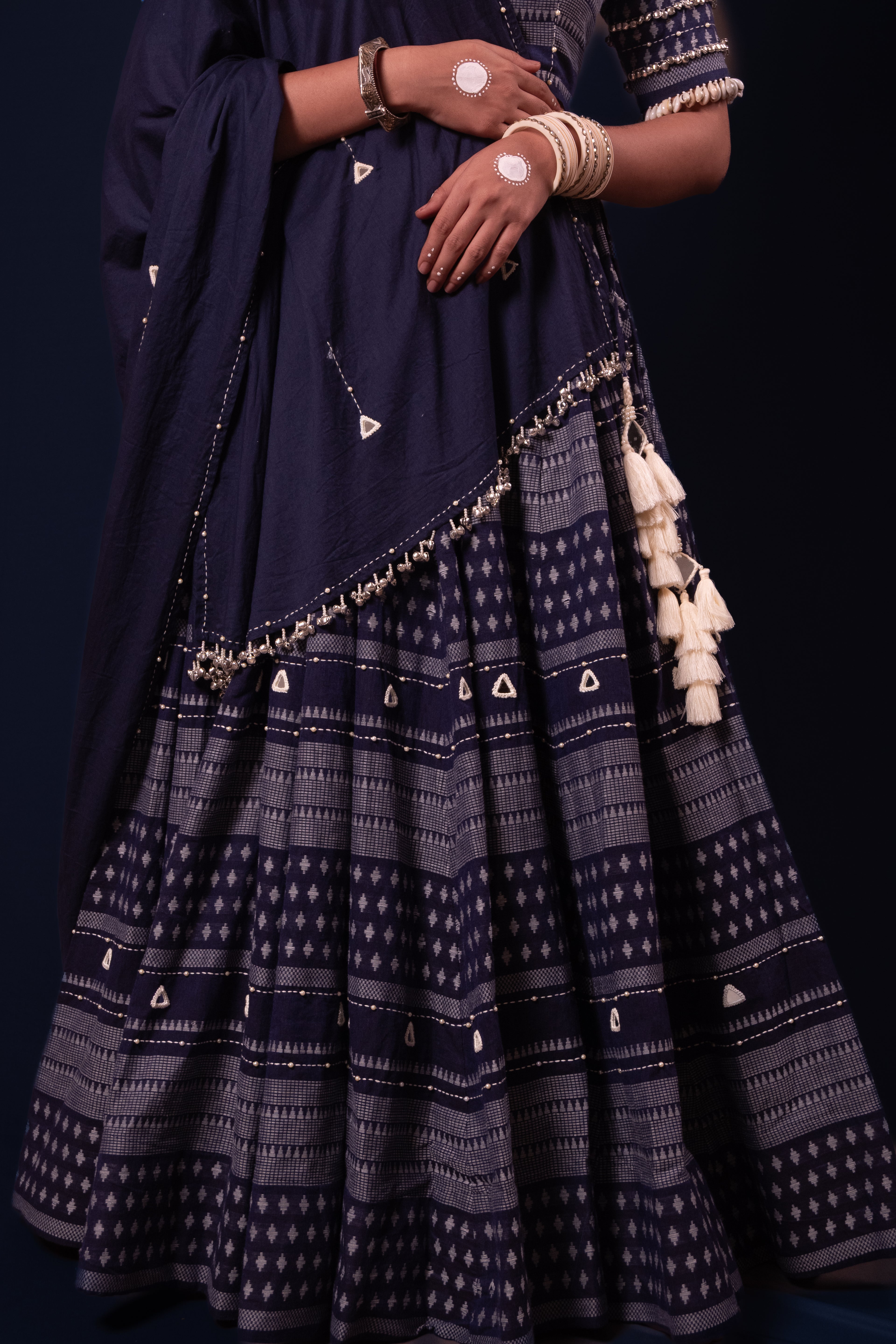 Blue Mirror Work Choli