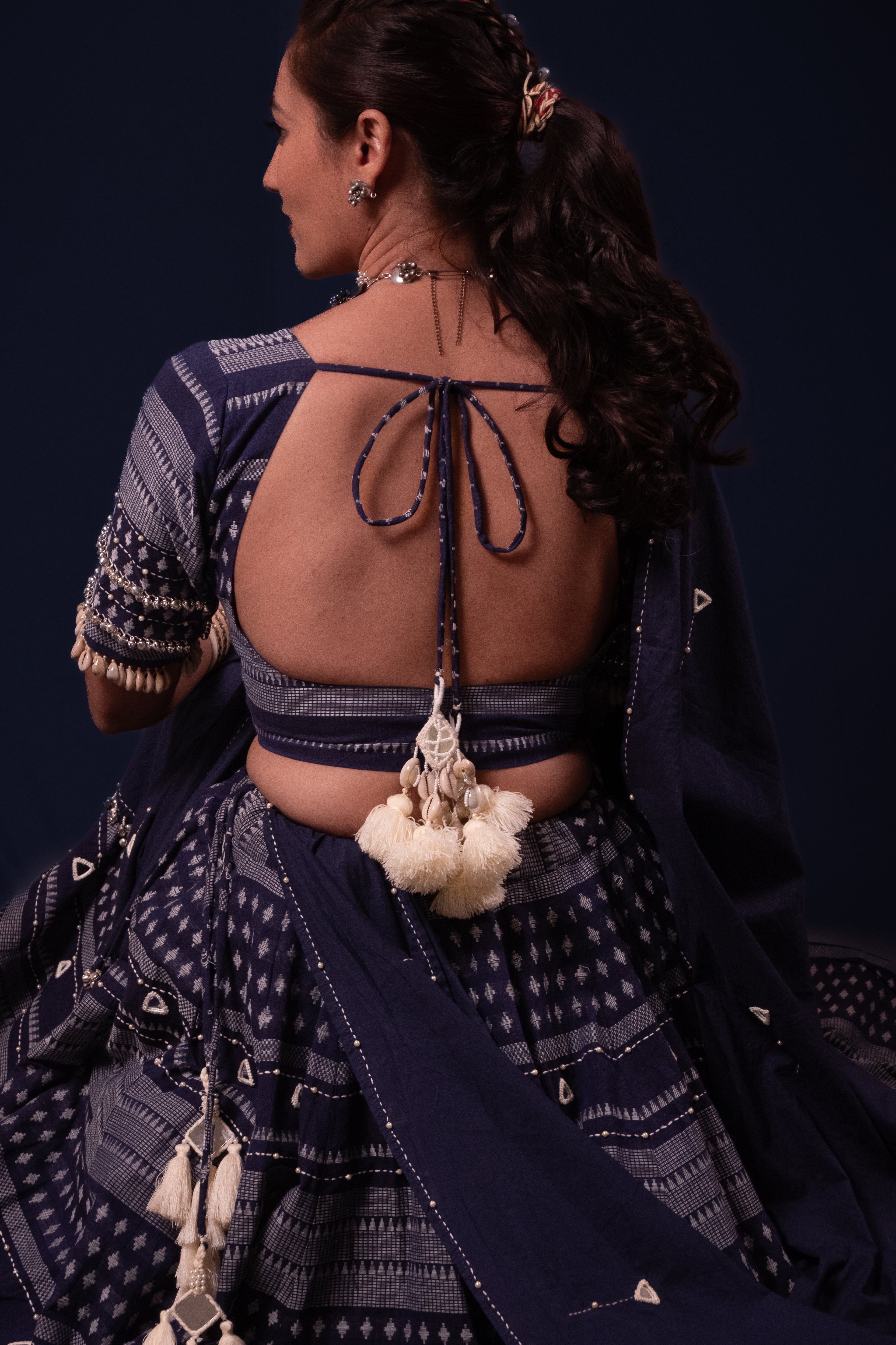 Blue Mirror Work Choli
