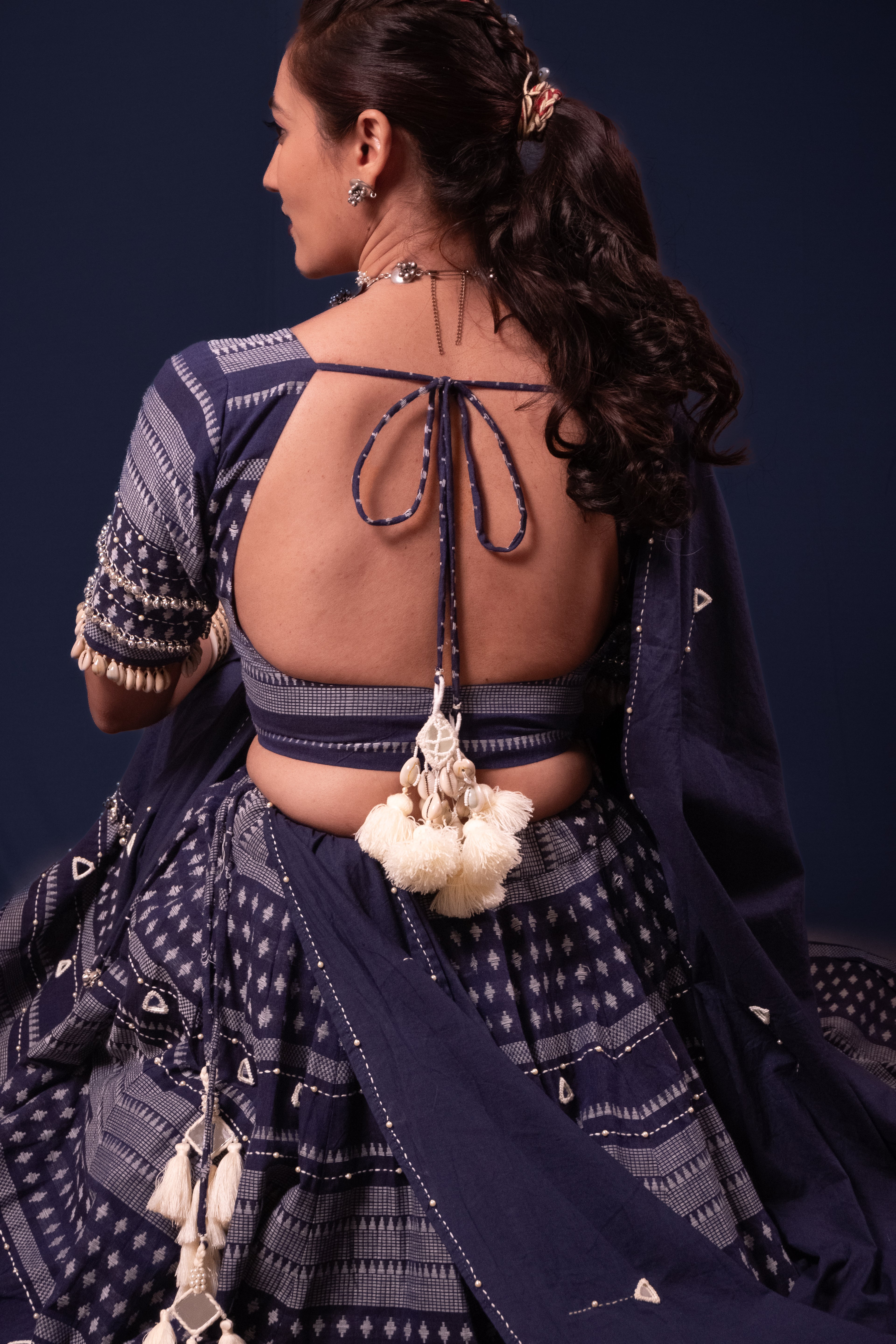 Blue Mirror Work Choli