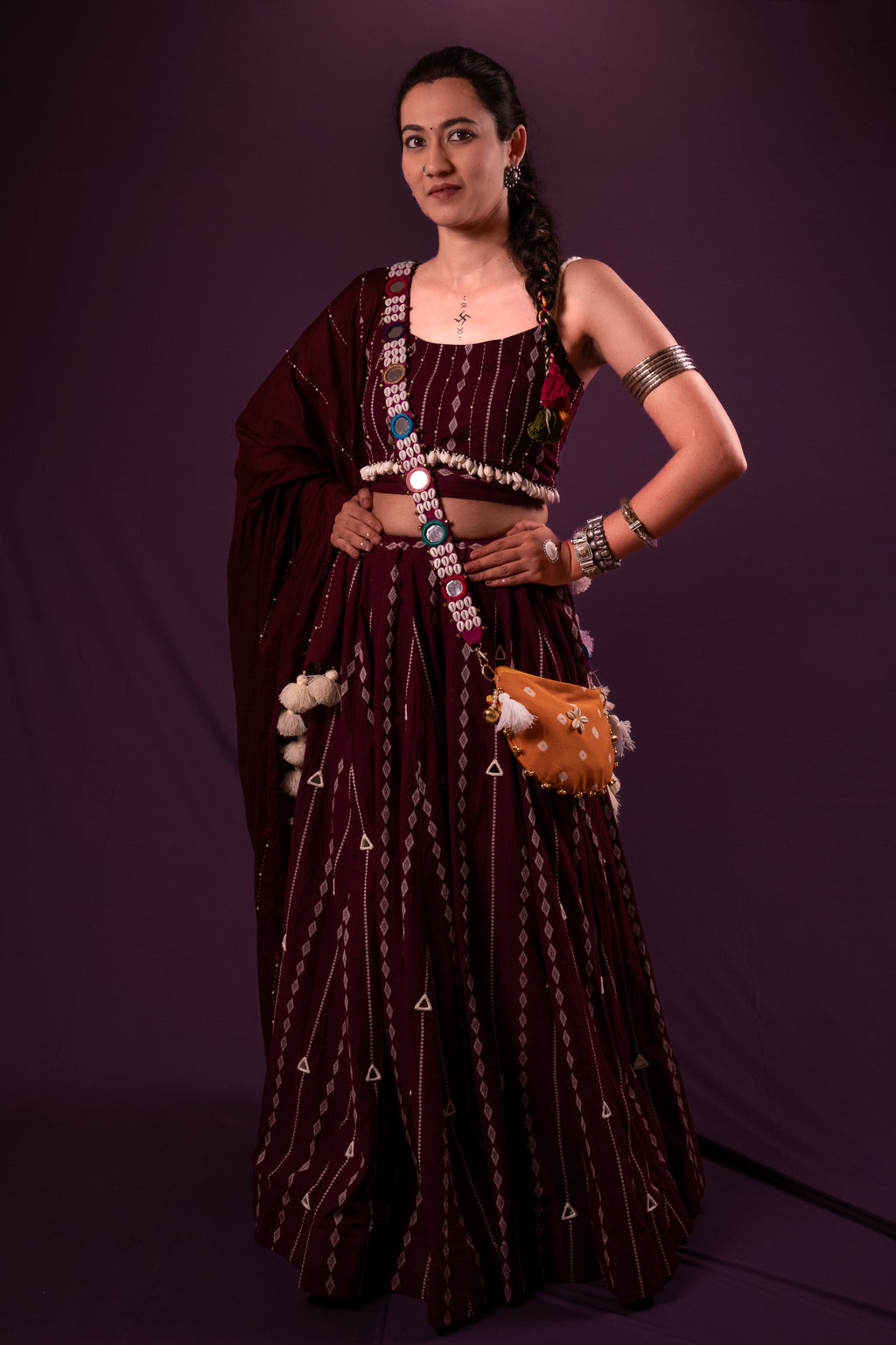 Magenta Mirror Work Choli