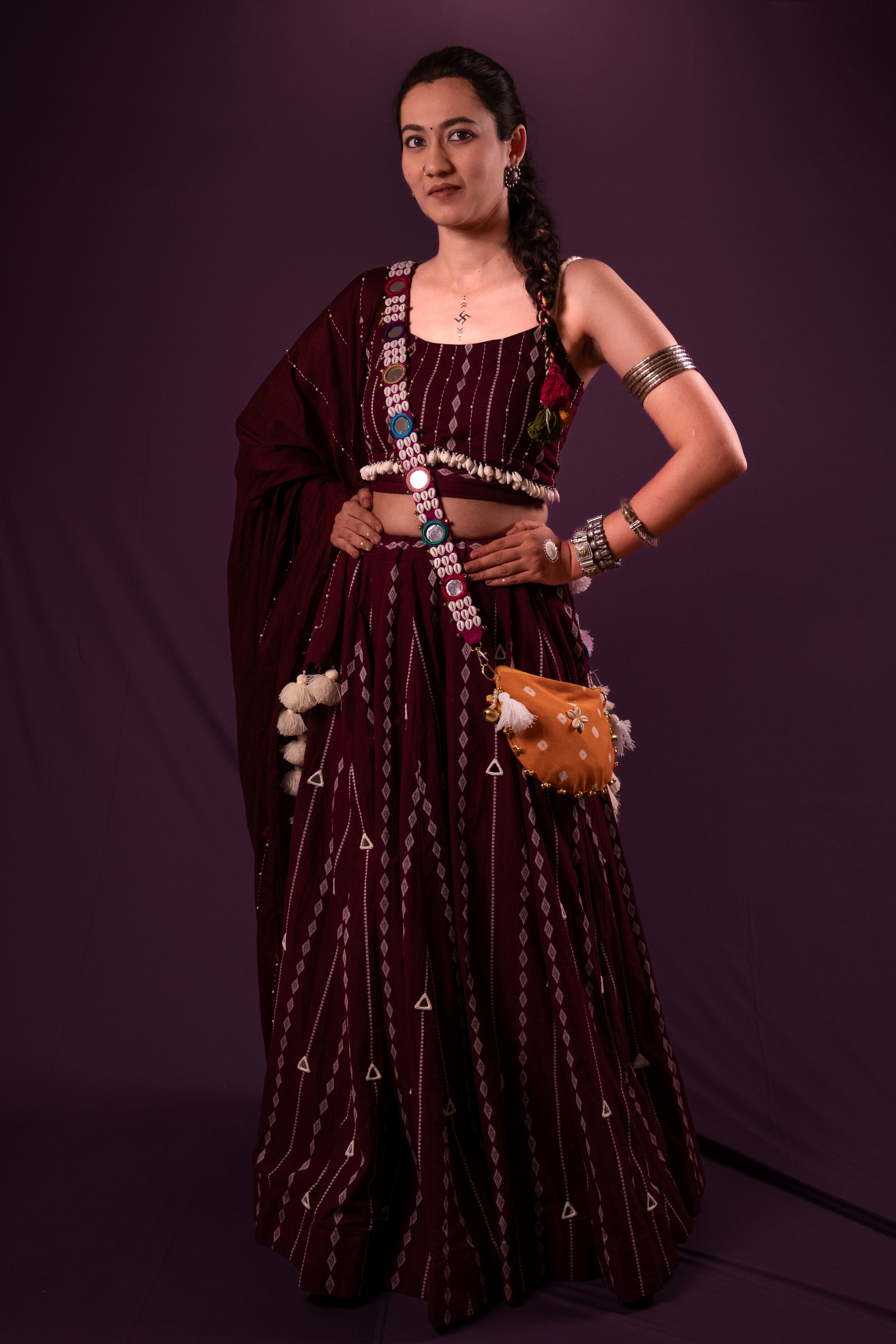Magenta Mirror Work Choli