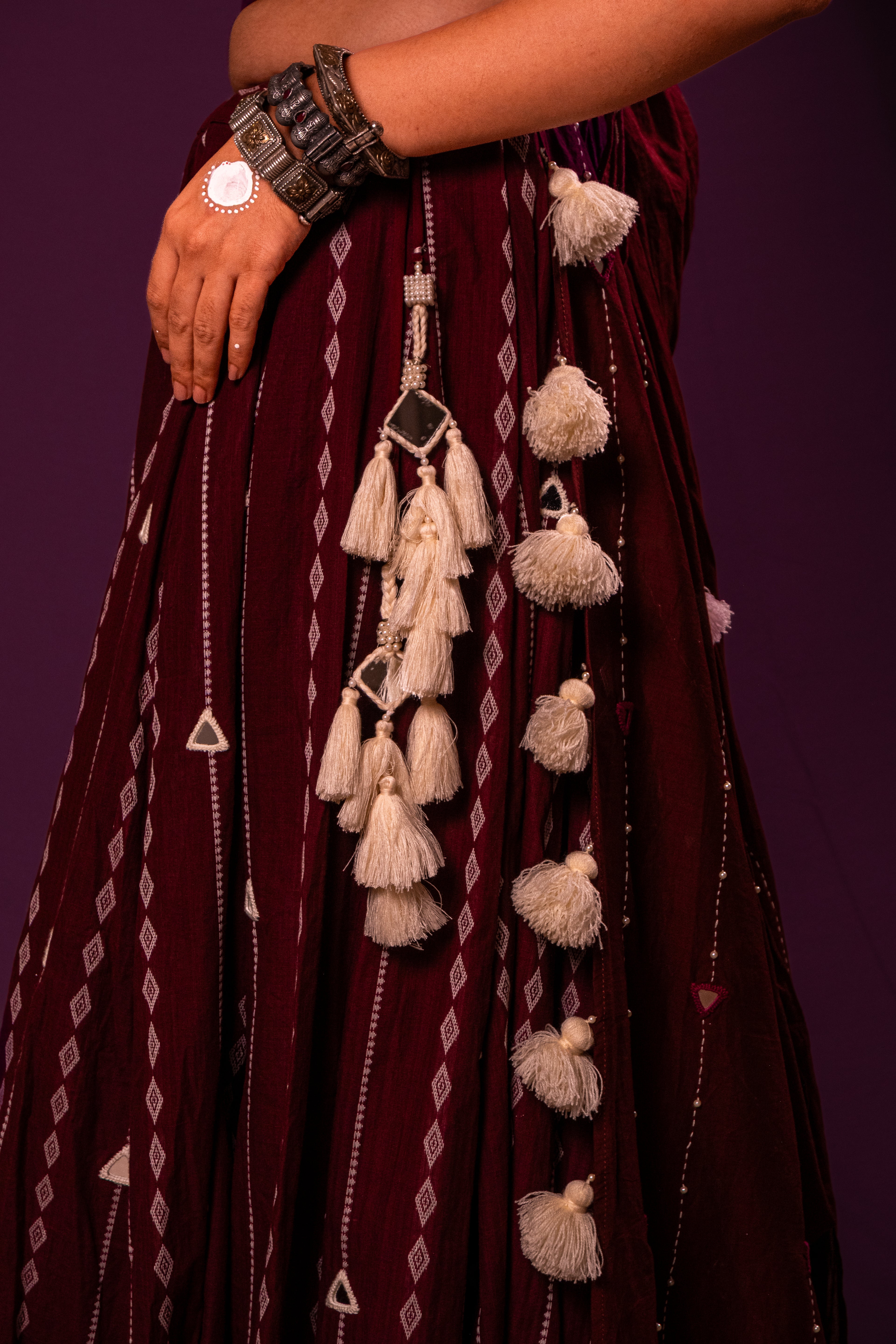 Magenta Mirror Work Choli