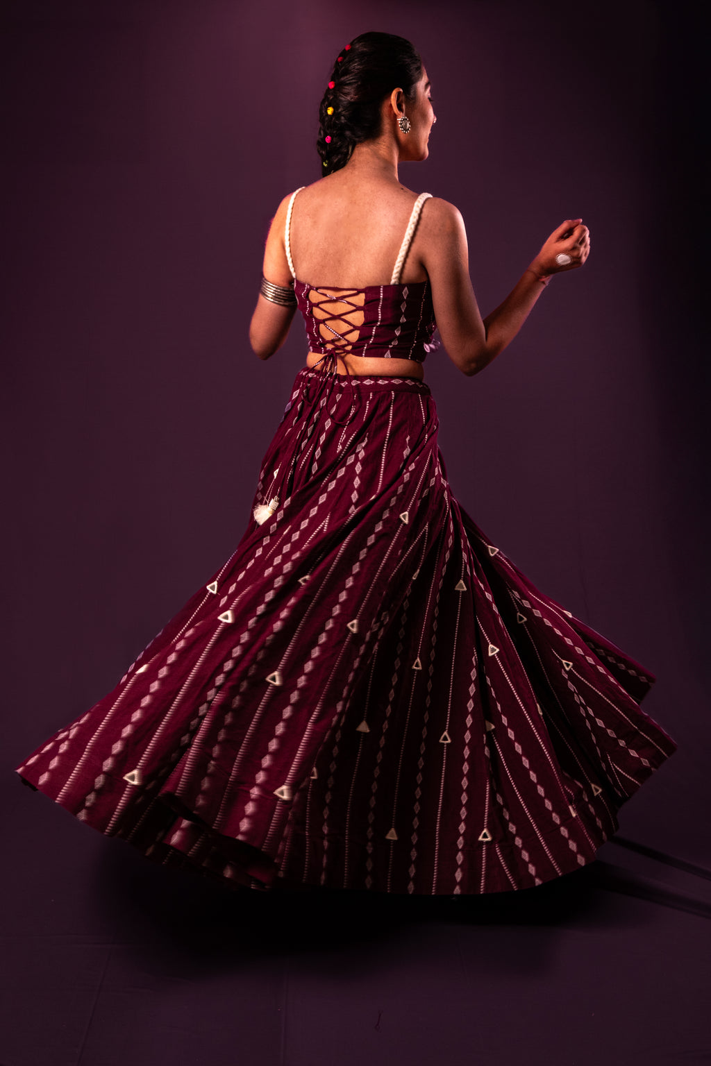 Magenta Mirror Work Choli