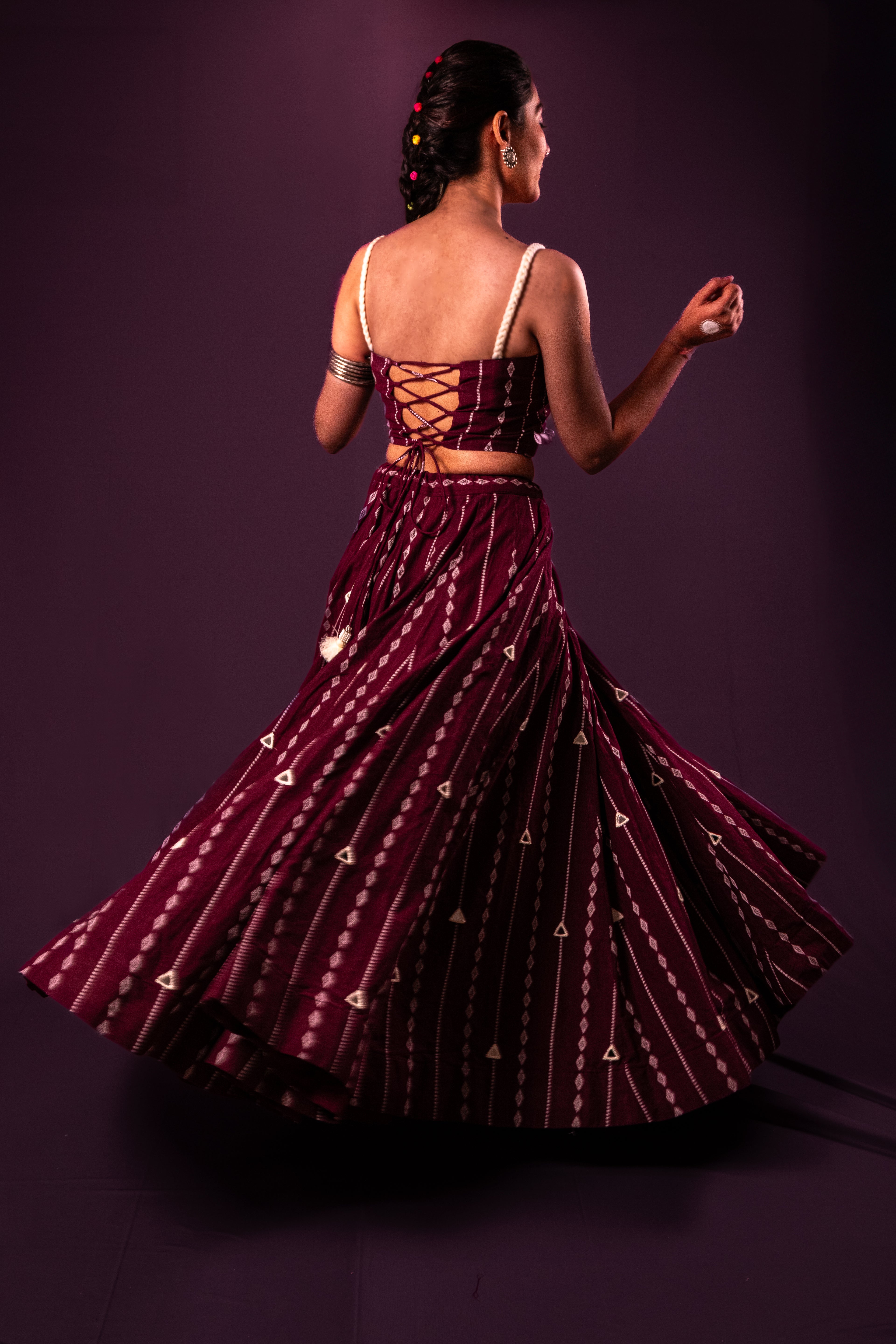 Magenta Mirror Work Choli