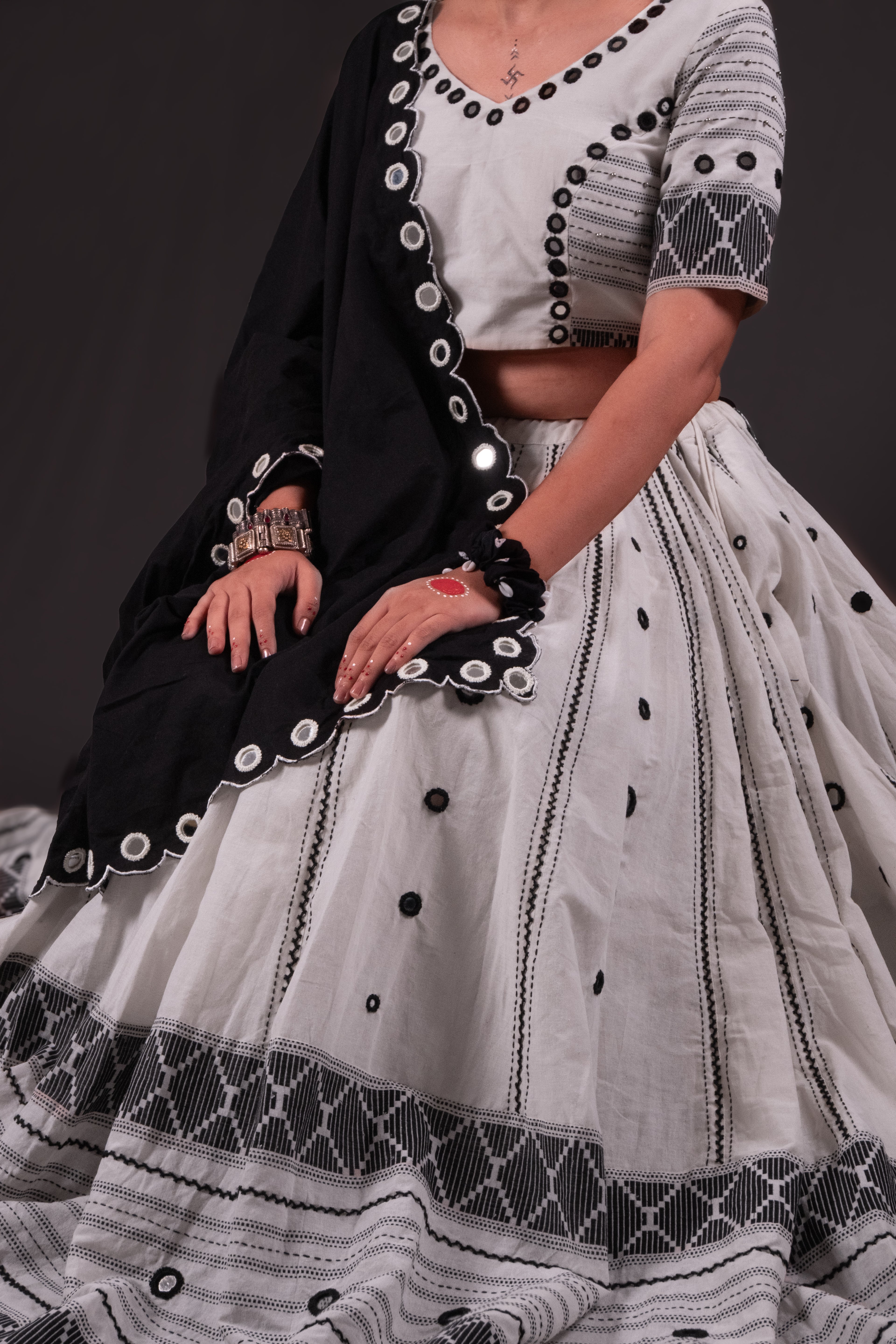 White Thread work Choli