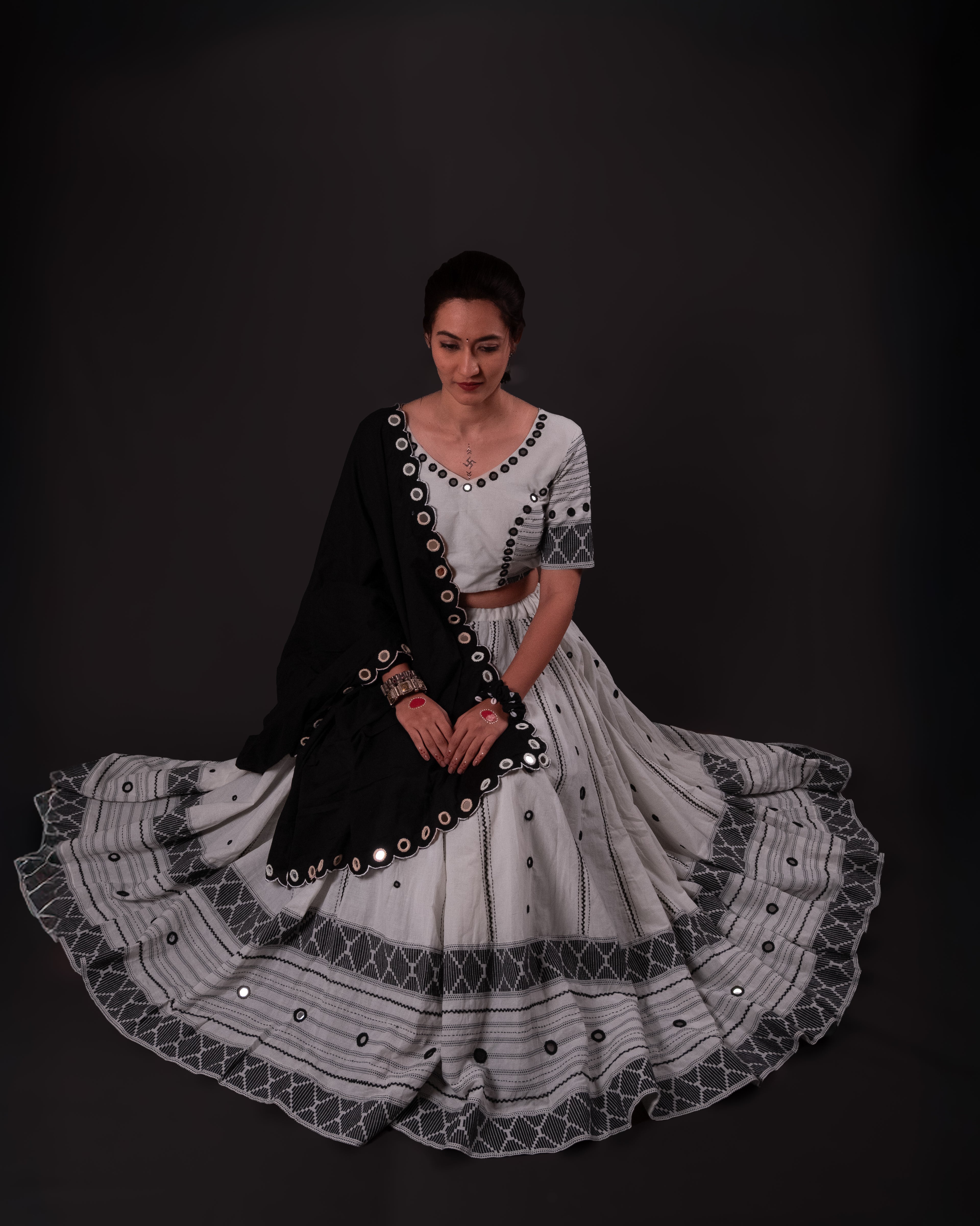 White Thread work Choli