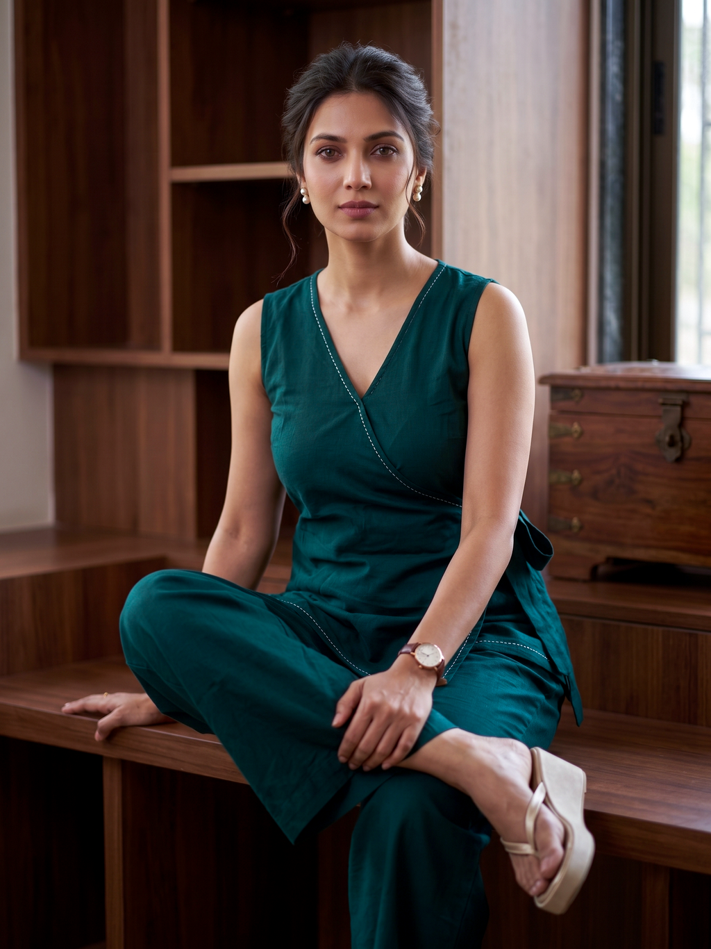 Green Draped Co-Ord Set