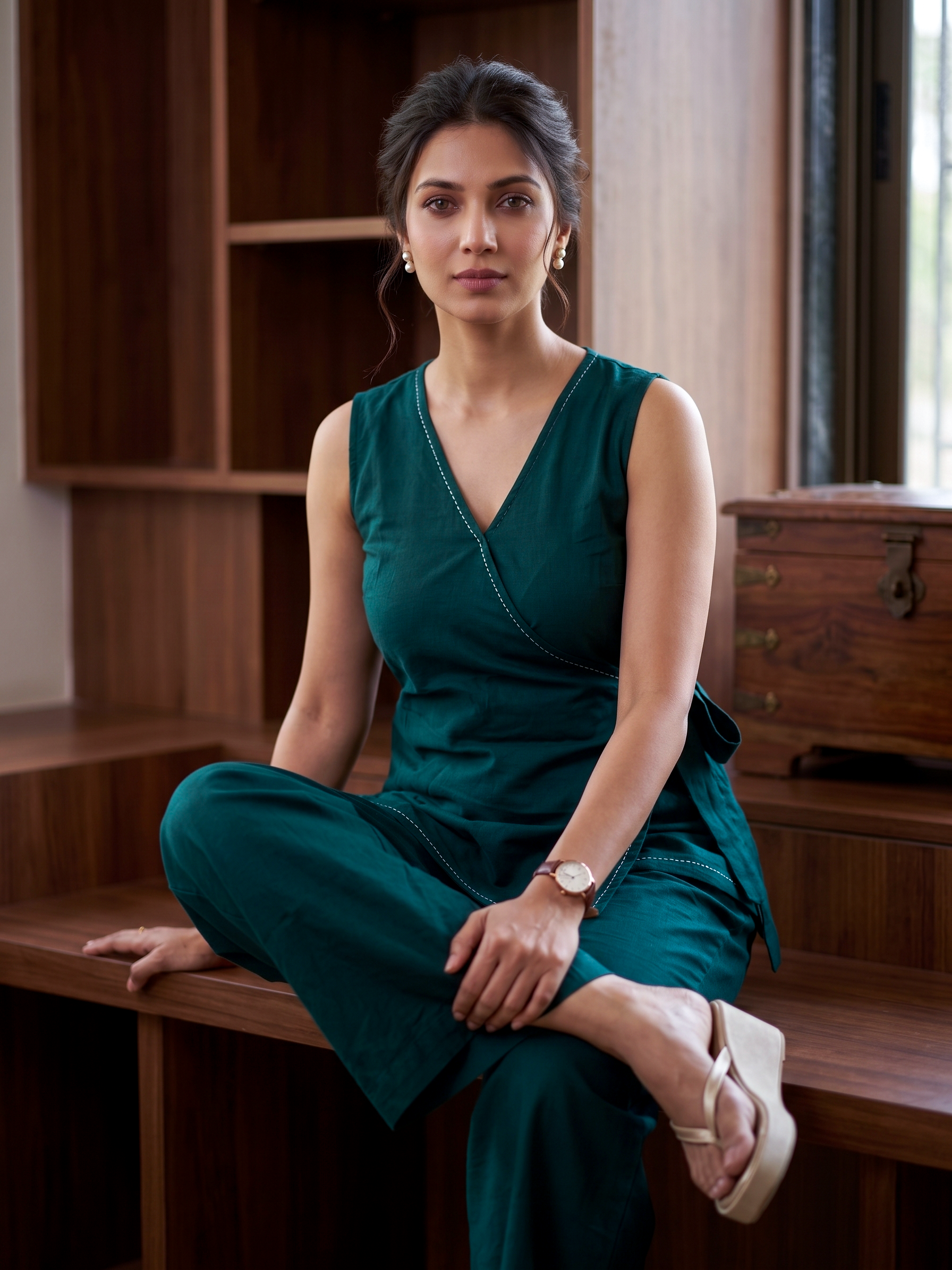 Green Draped Co-Ord Set