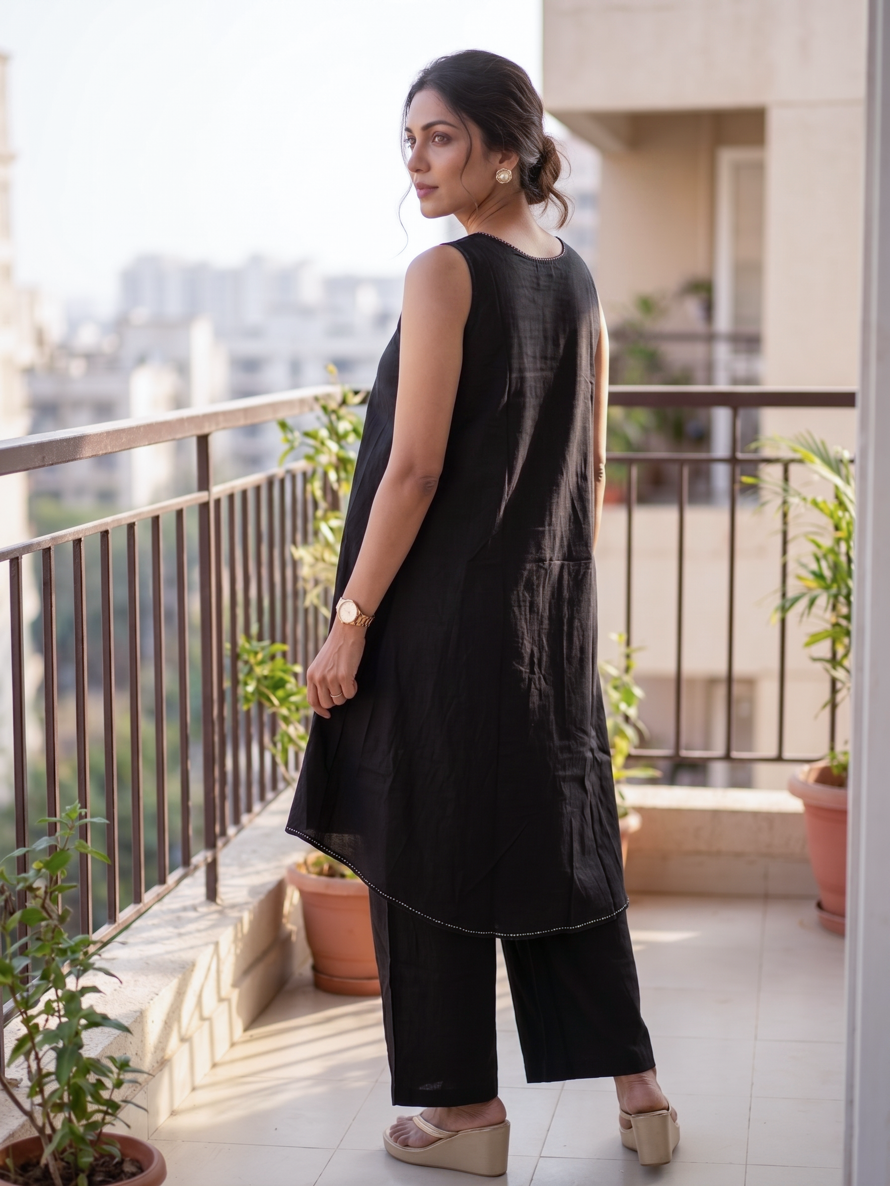 Black Plain Kurta Set