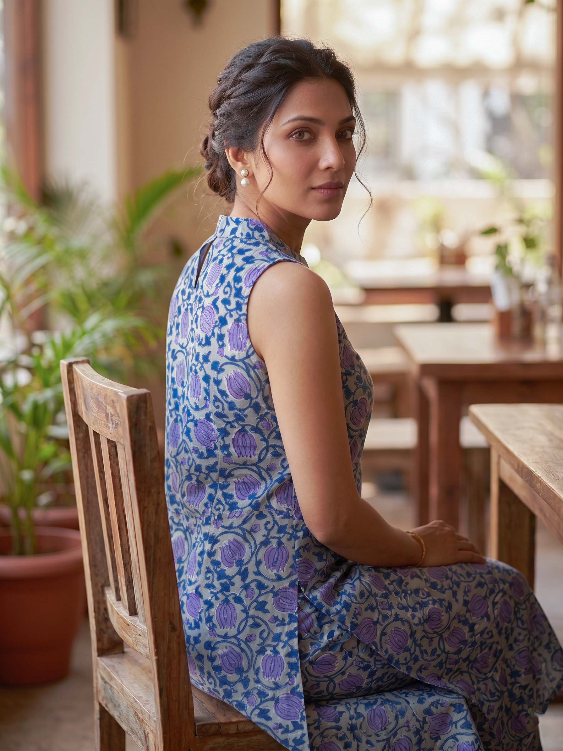Blue Handblocked Print Kurti Set