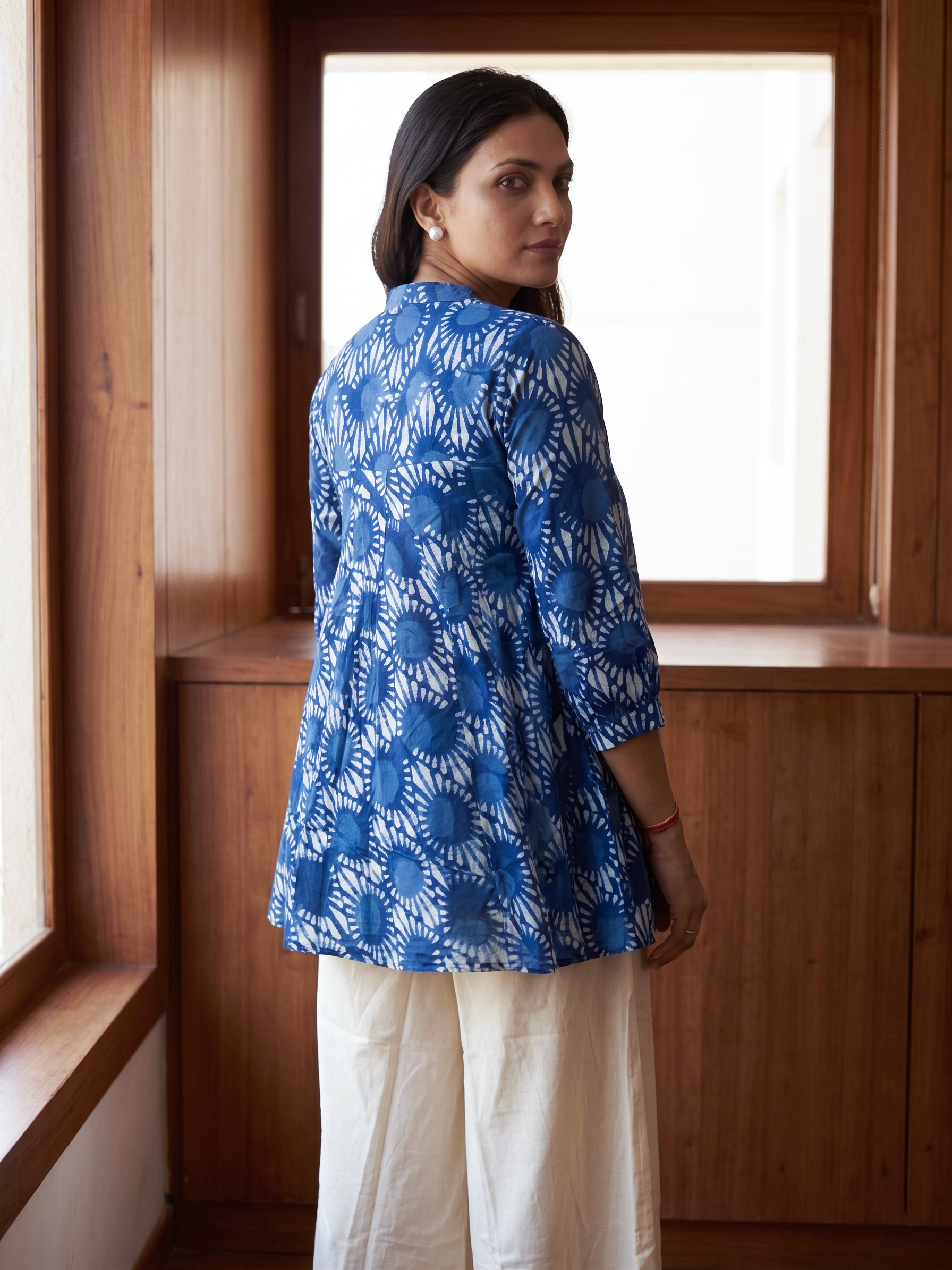 Blue Block Print Top