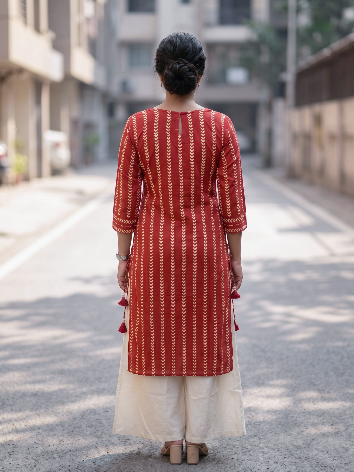 Red Block Print Kurta set