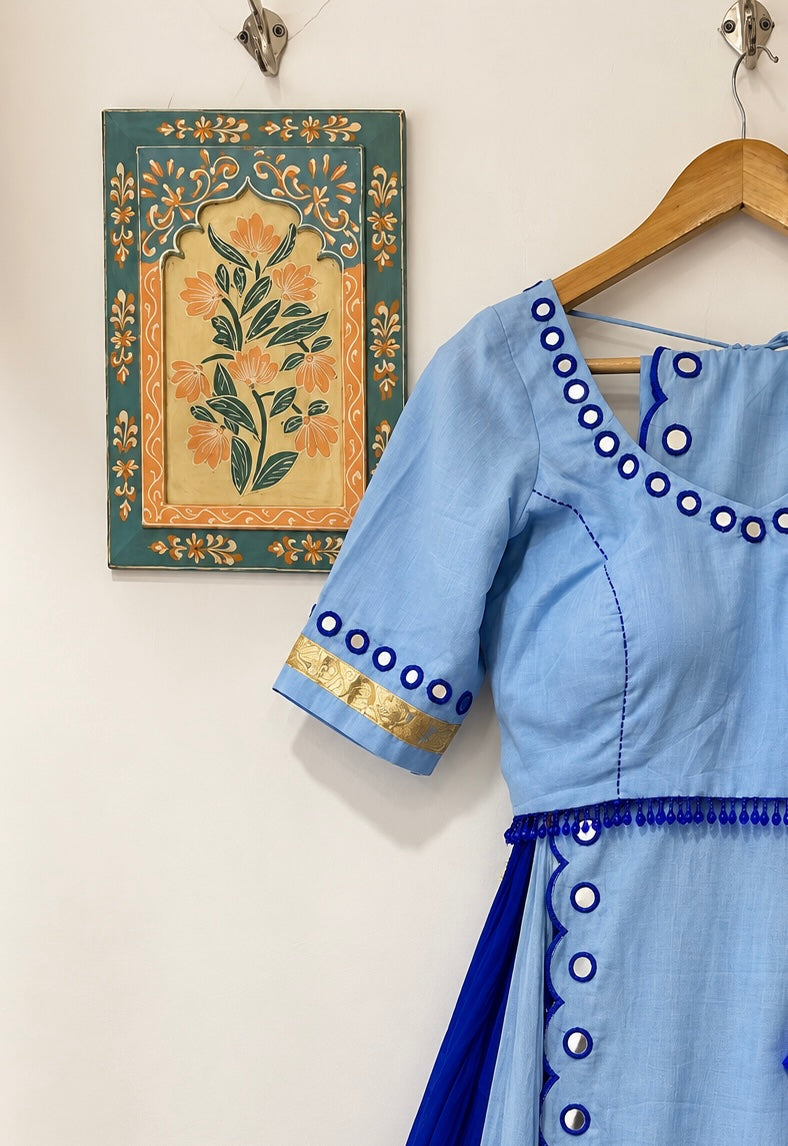 Two Shades Of Blue Choli Set