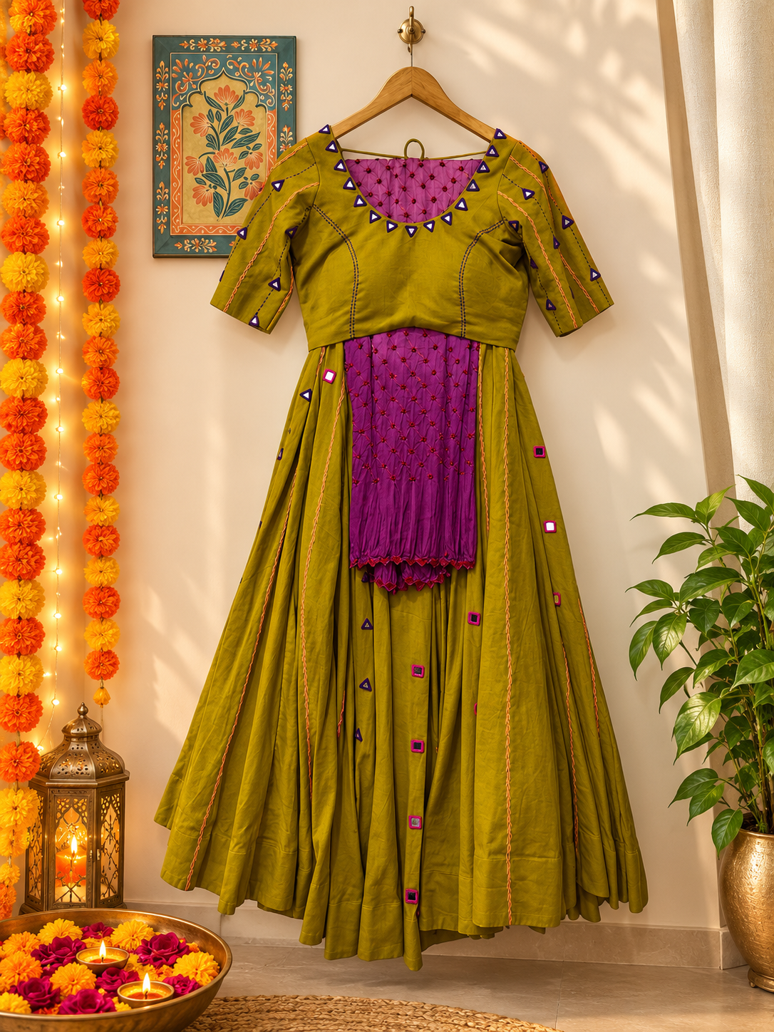 Yellow Hand Work Choli Set