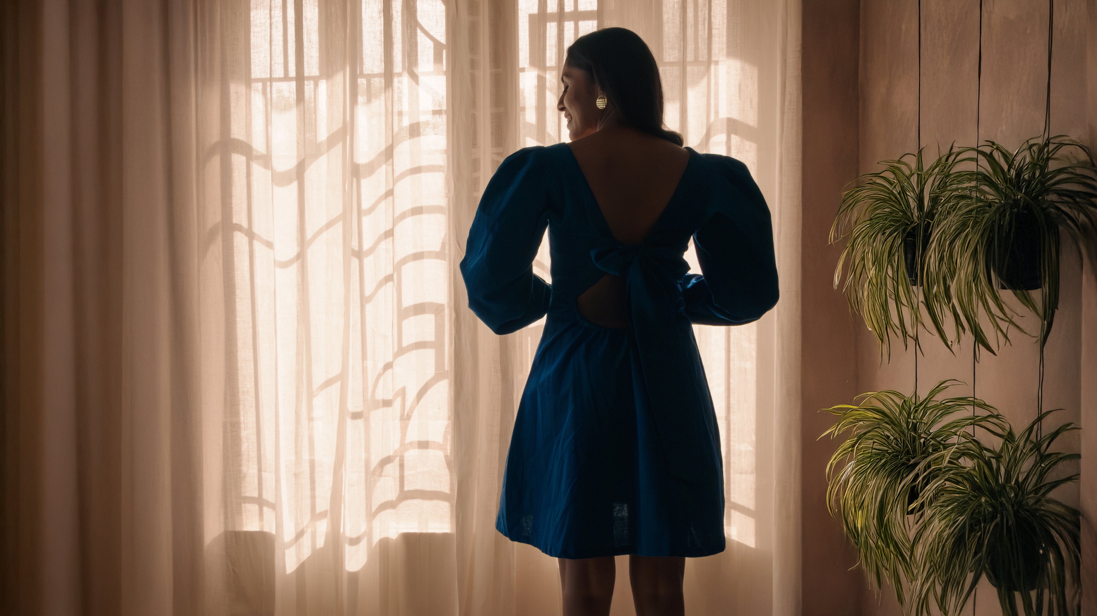 Blue cotton dress