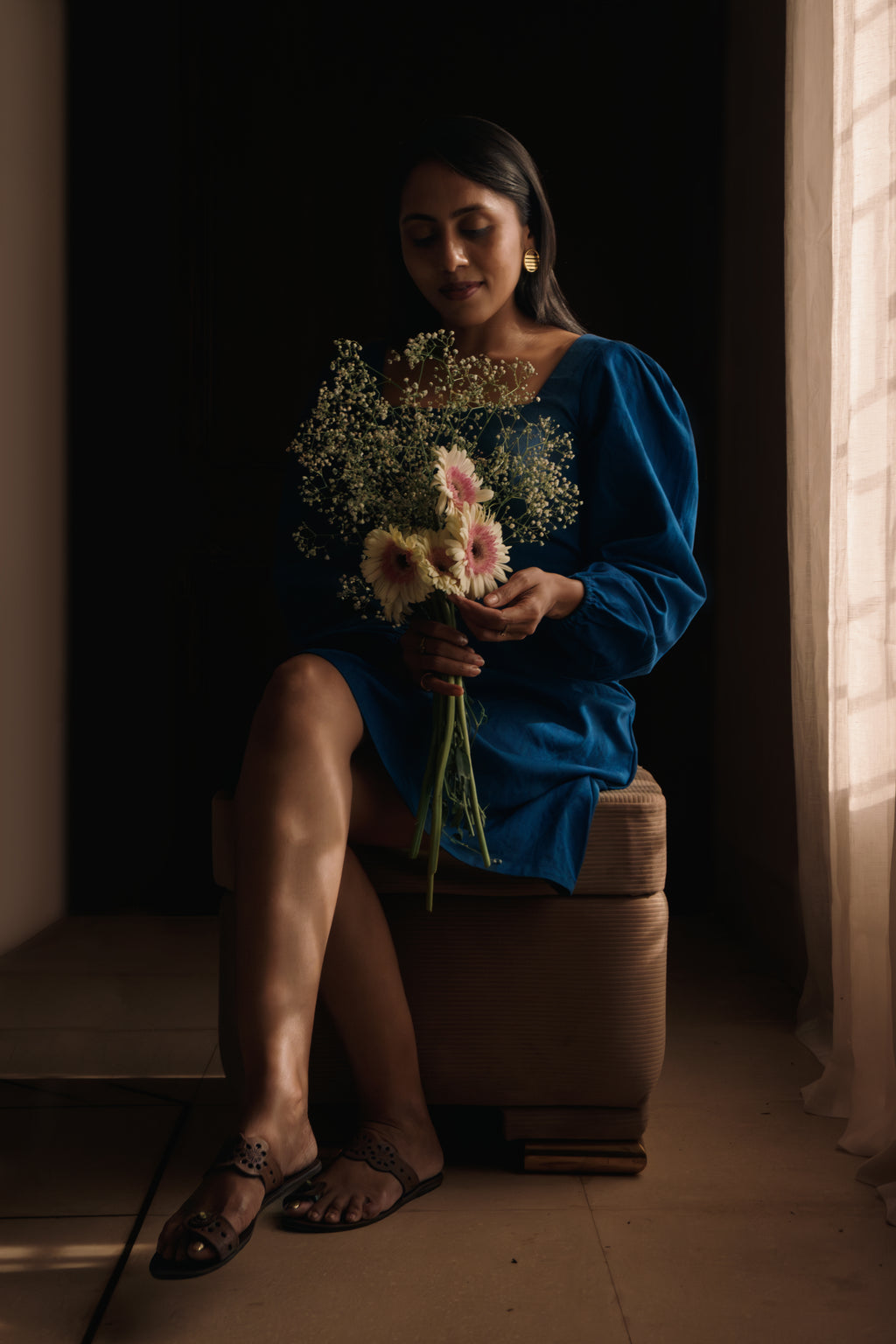 Blue cotton dress