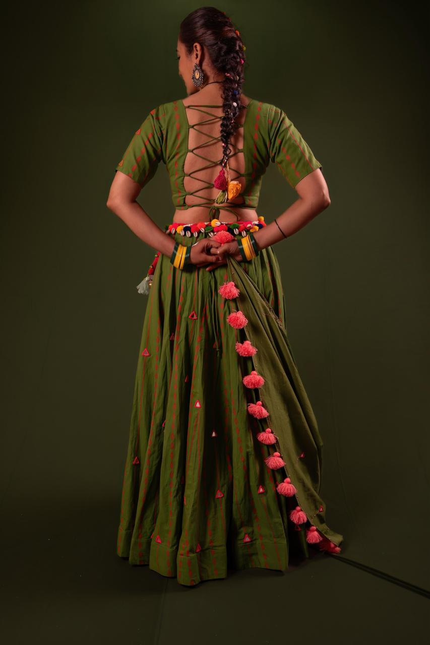 Green Mirror Work Choli
