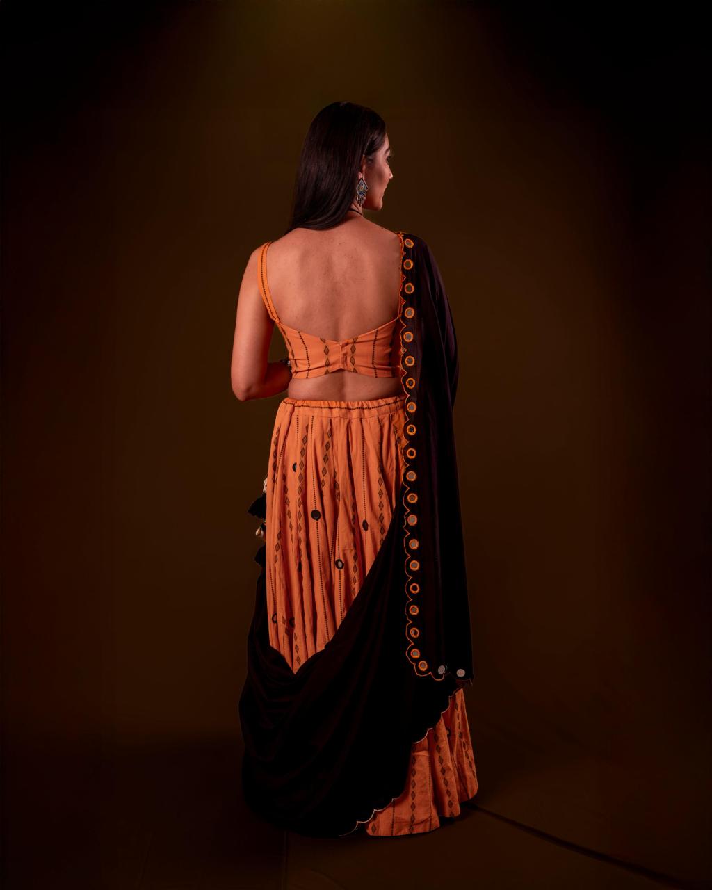 Ochre Mirror Work Choli