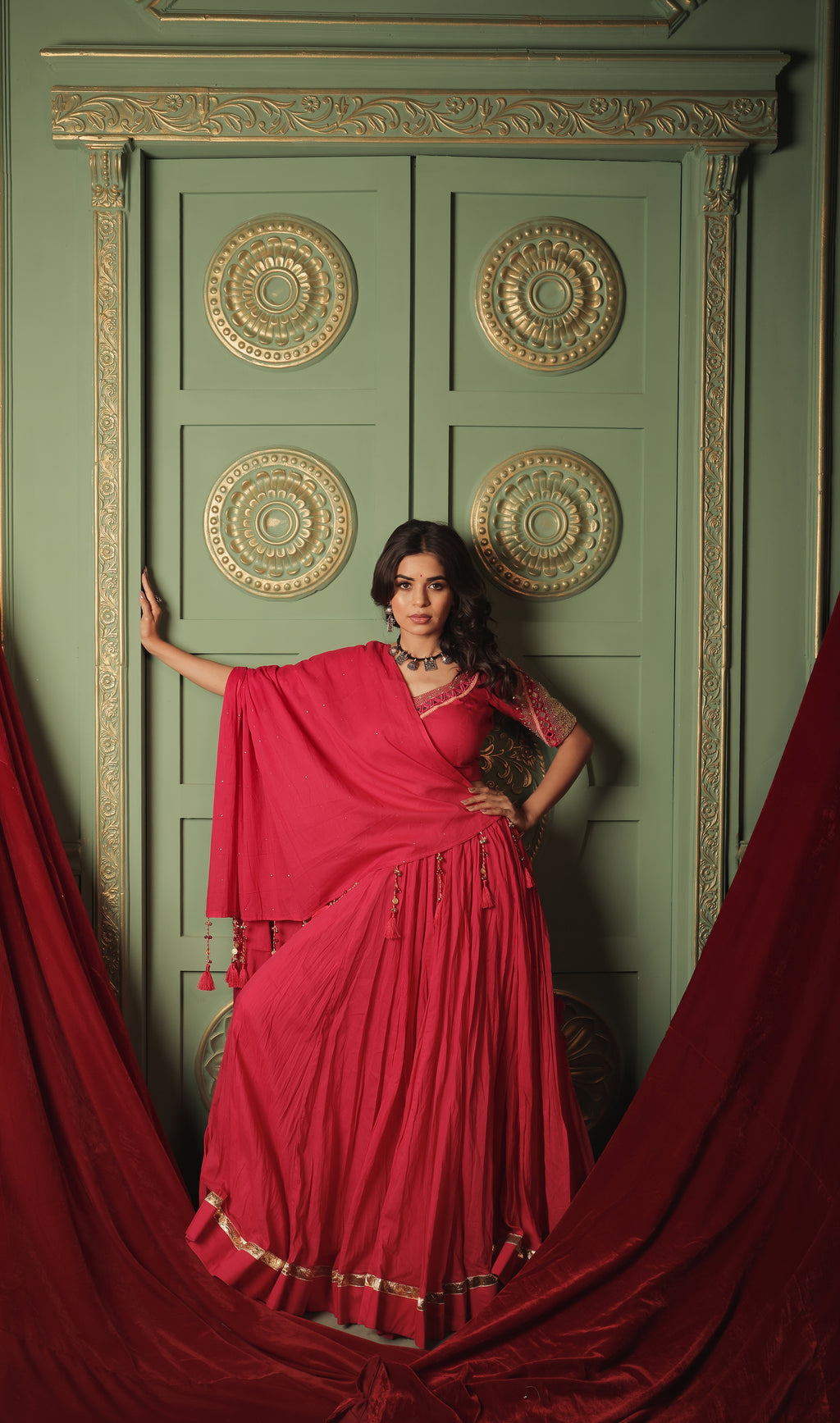 Pink Plain Choli Set