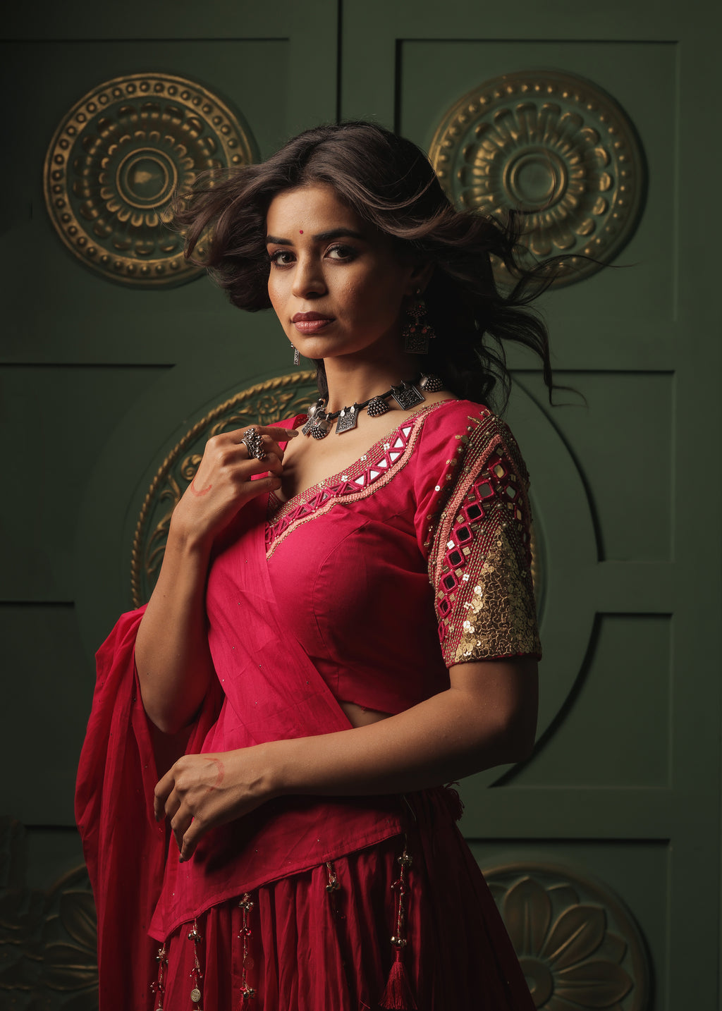 Pink Plain Choli Set