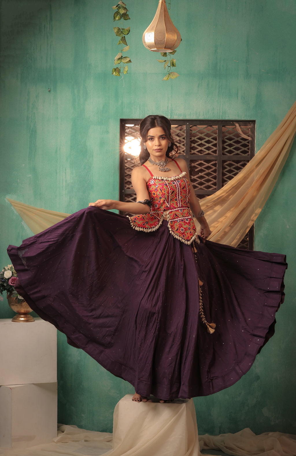 Purple Gamthi Choli Set