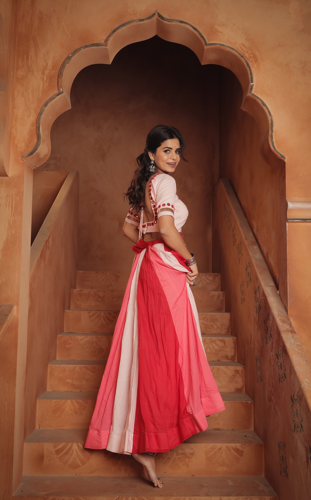 3 Colour ( Red - Pink - White ) Choli Set